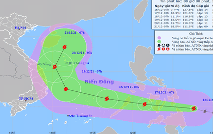 Bão Rai giật cấp 17 đang tiến rất nhanh vào Biển Đông